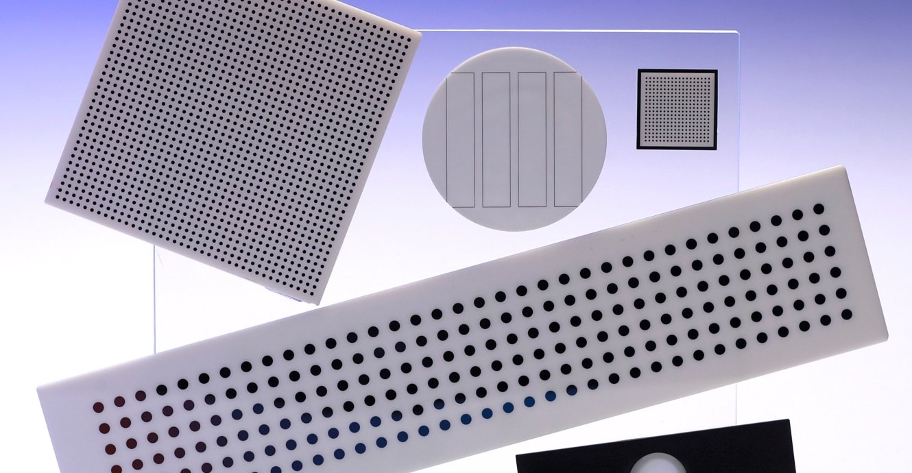 White Glass Reticles, Resolution Charts, Calibration Scales, Dot Arrays, Ronchi Rulings & Chessboards