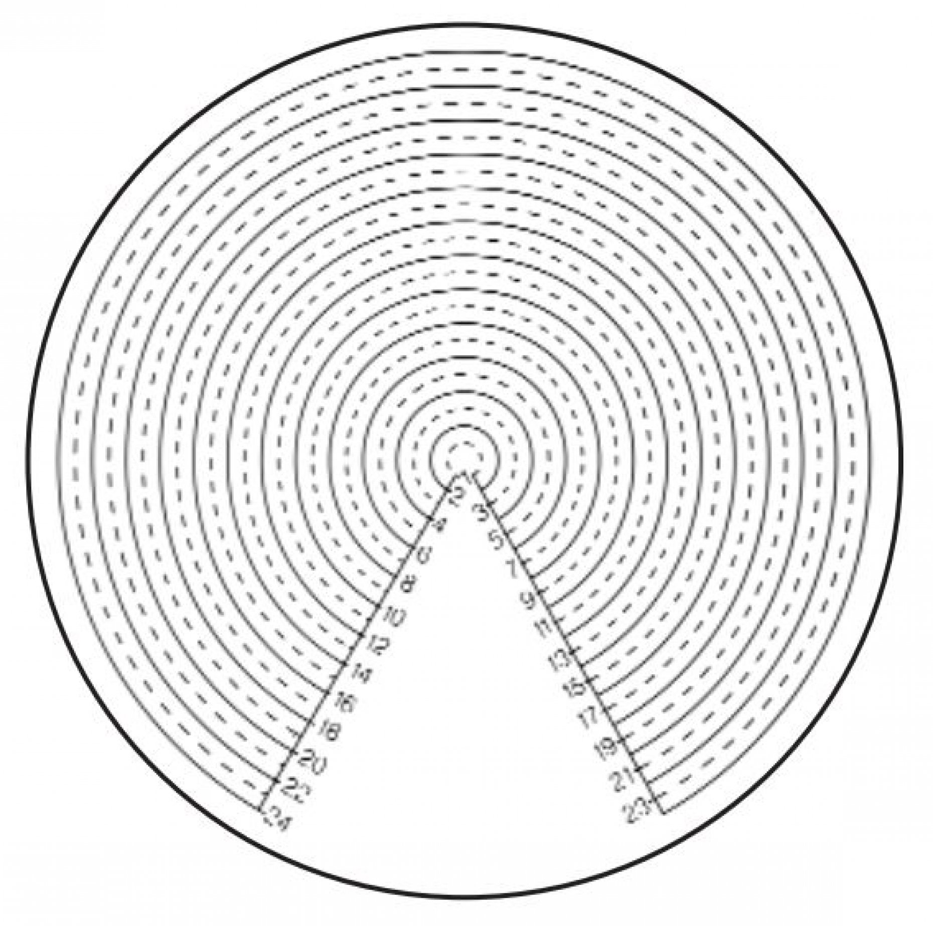 M6T50 Concentric Circles Ø2mm-Ø24mm Pattern