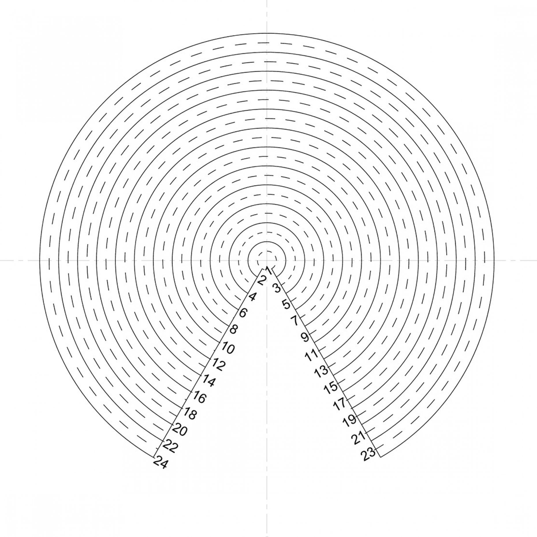 NE22 Concentric Circles 0.5mm-12mm Pattern