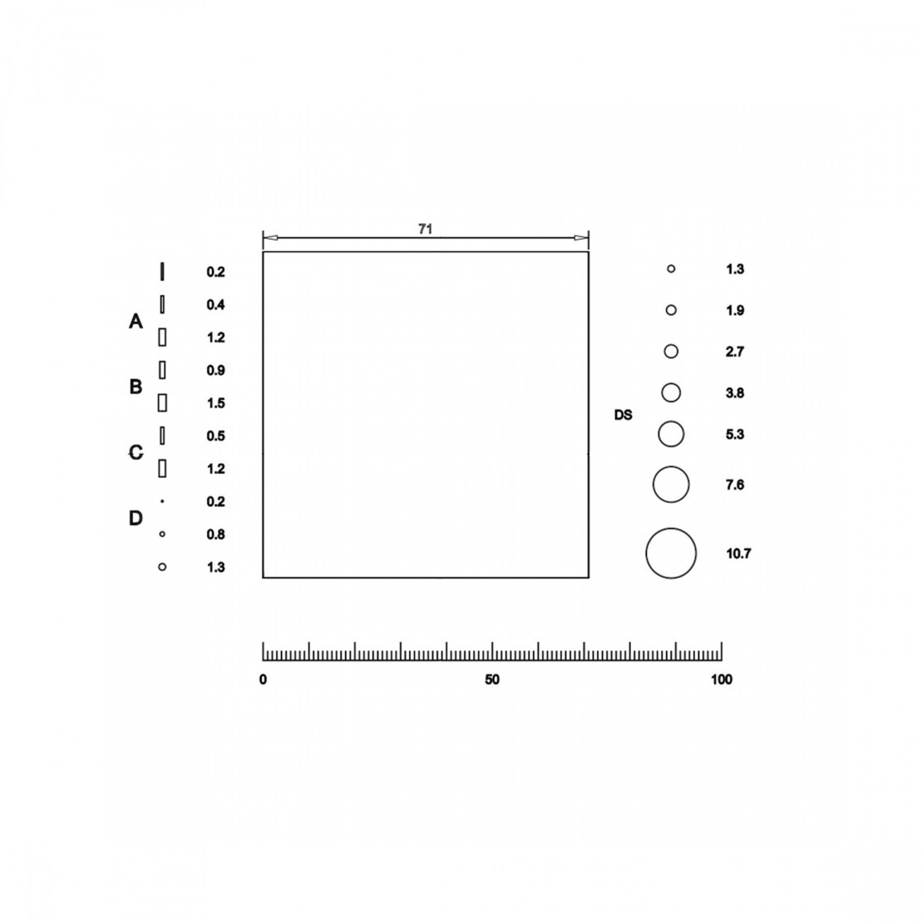 NG61 Grain Sizing Reticle to ISO4967 / JIS G0555 Pattern