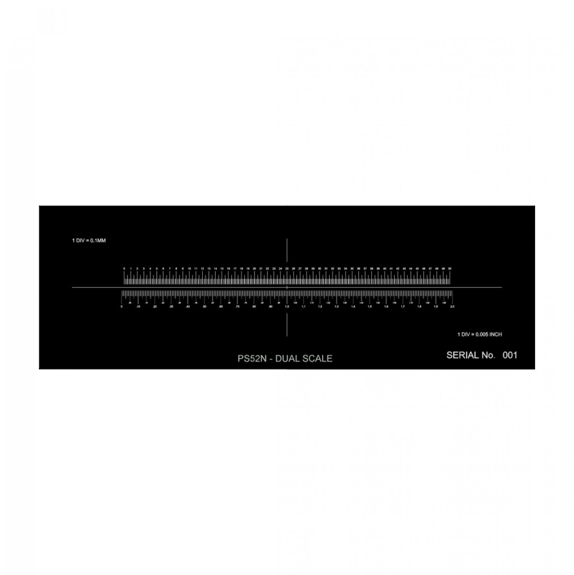 PS52N Dual Scale Calibration Slide 50mm/0.1mm and 2''/0.005'', Reflected Light Pattern